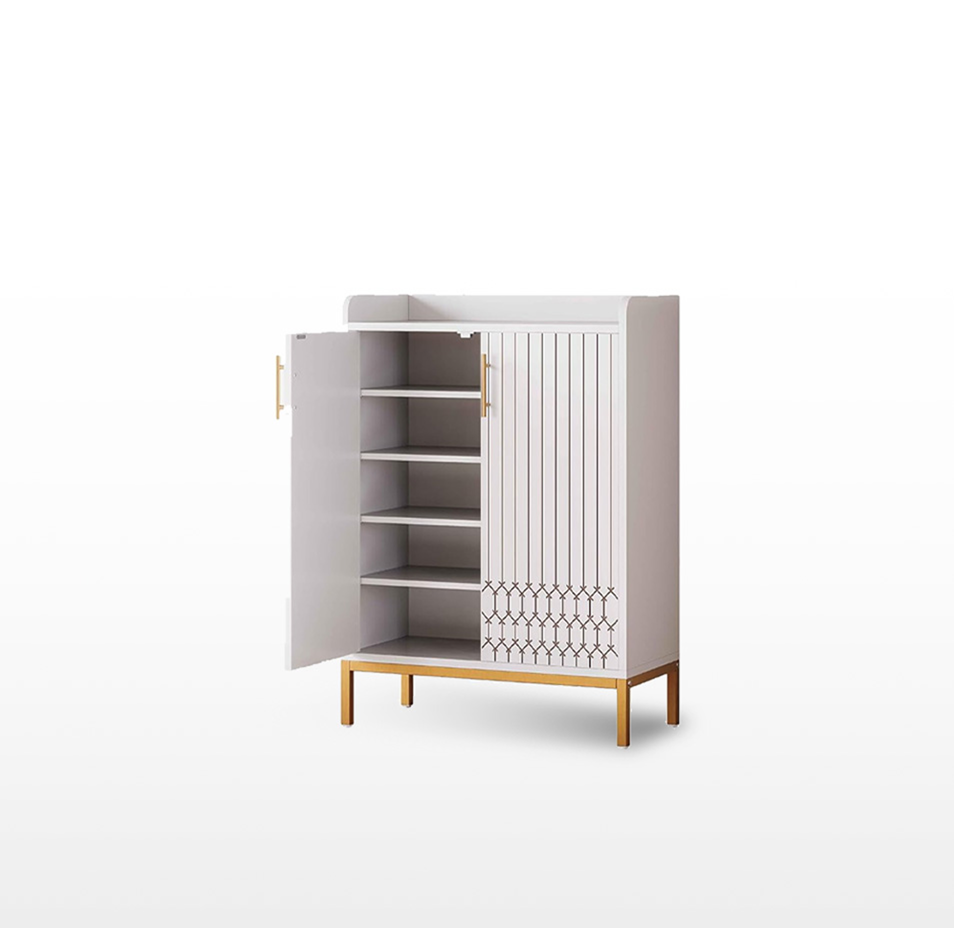 LIKEMET 5-Tier Shoe Cabinet with Carved Lines Doors