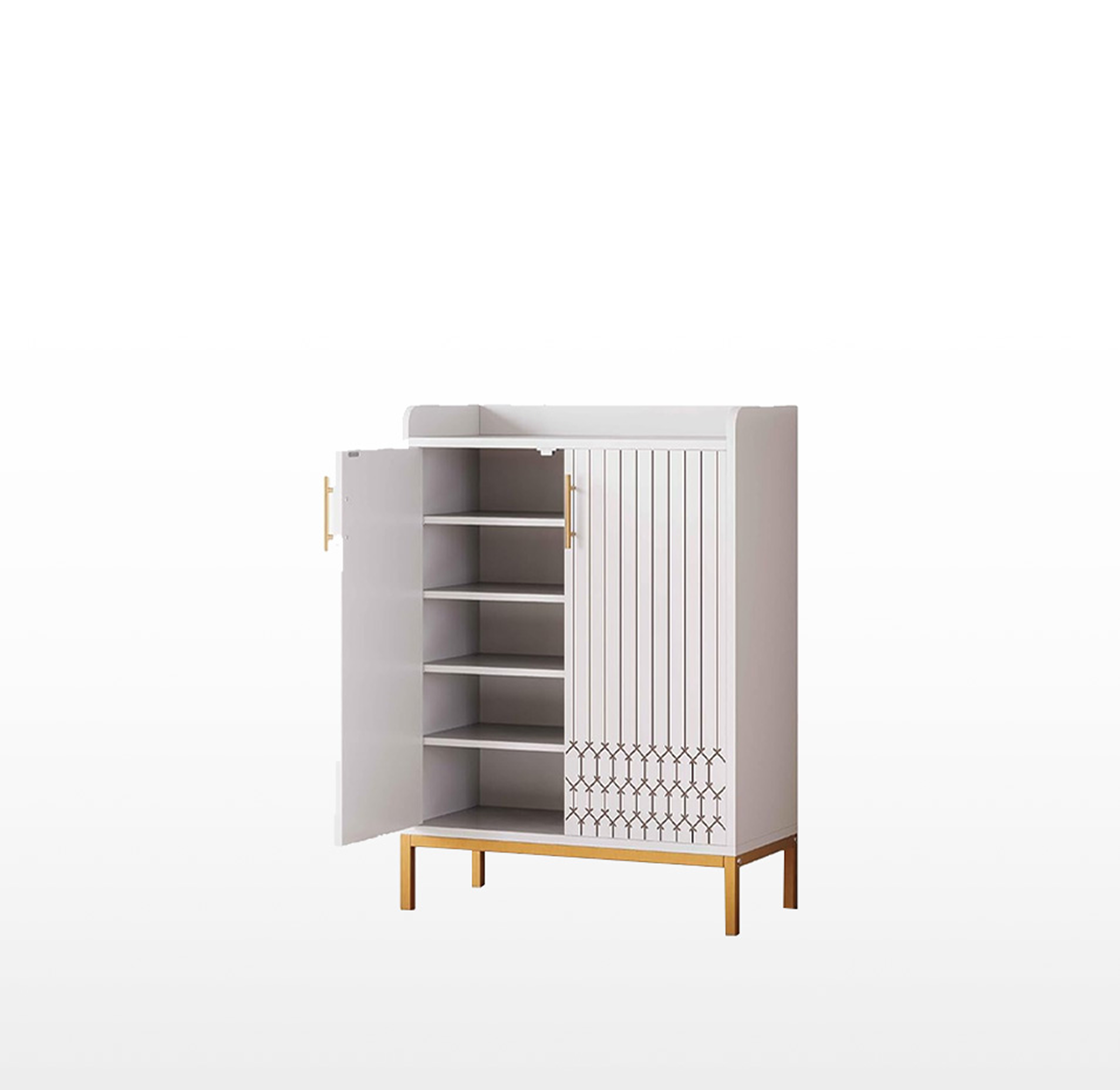 LIKEMET 5-Tier Shoe Cabinet with Carved Lines Doors