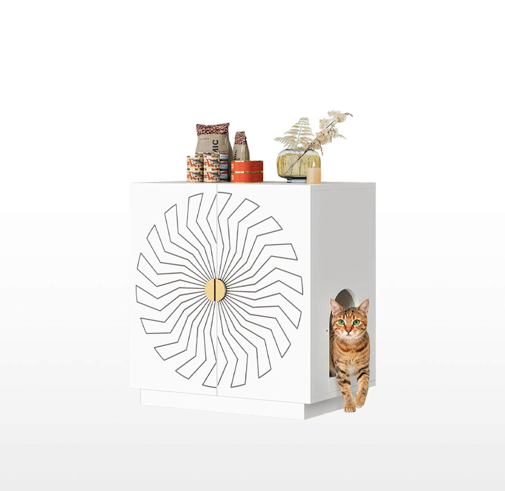 LIKEMET Sunflower Storage Hidden Cat Litter Box