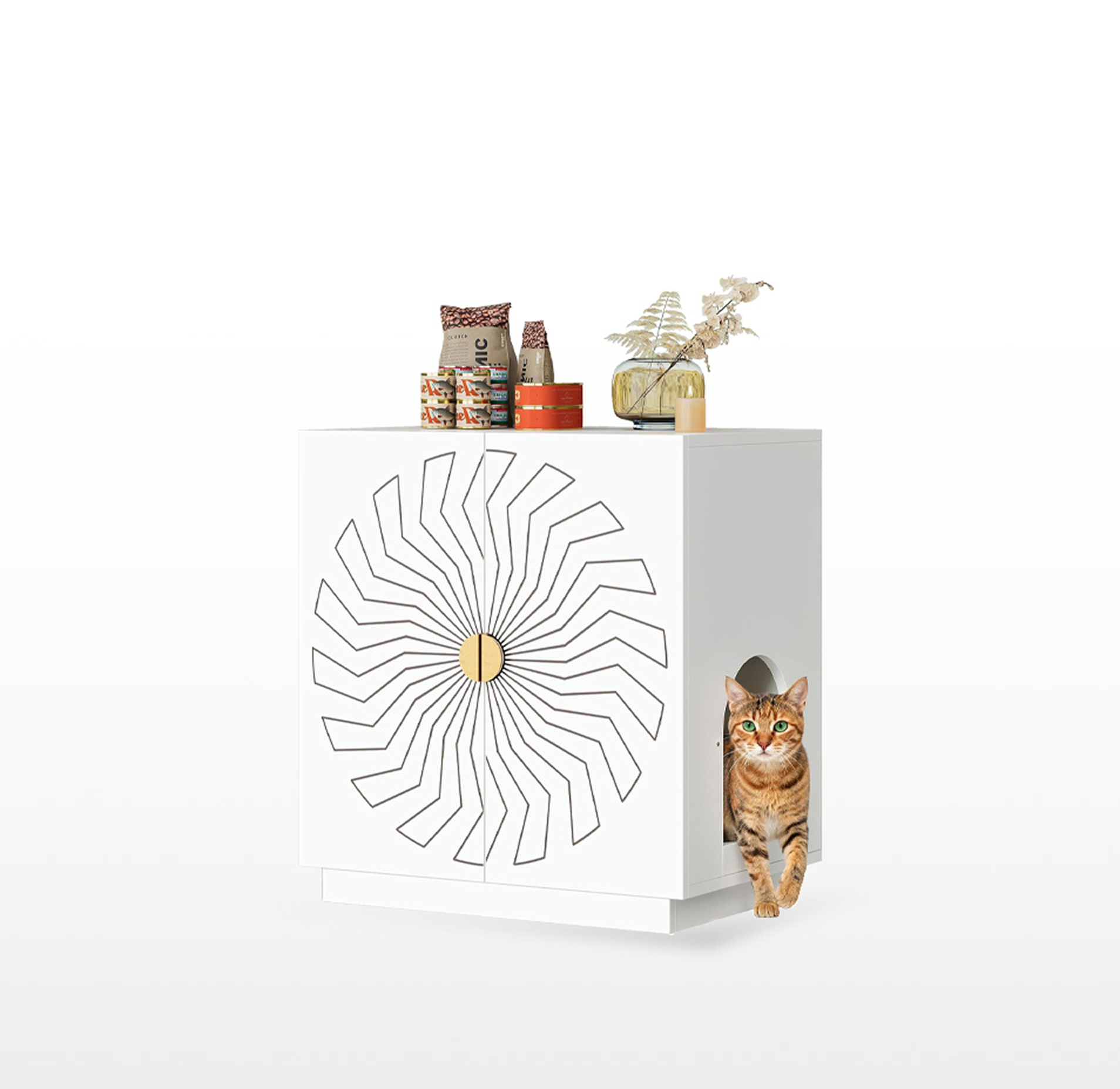 LIKEMET Sunflower Storage Hidden Cat Litter Box