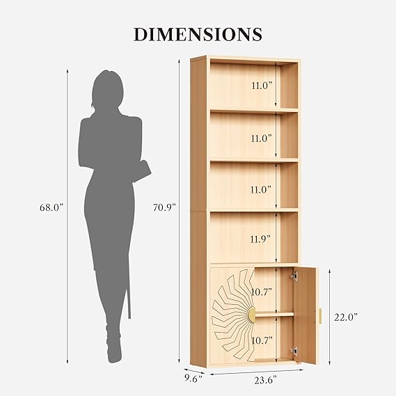 LIKEMET 70.8" Tall Modern Home Bookcase