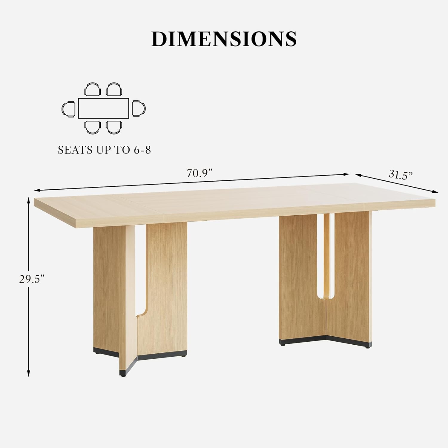 LIKEMET 70.9" Rectangular Wooden Dining Table