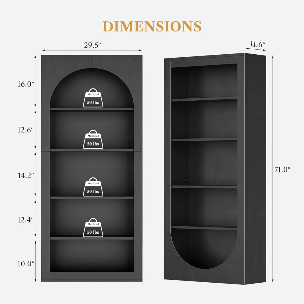 LIKEMET Rotatable Arched Bookcase（71”）
