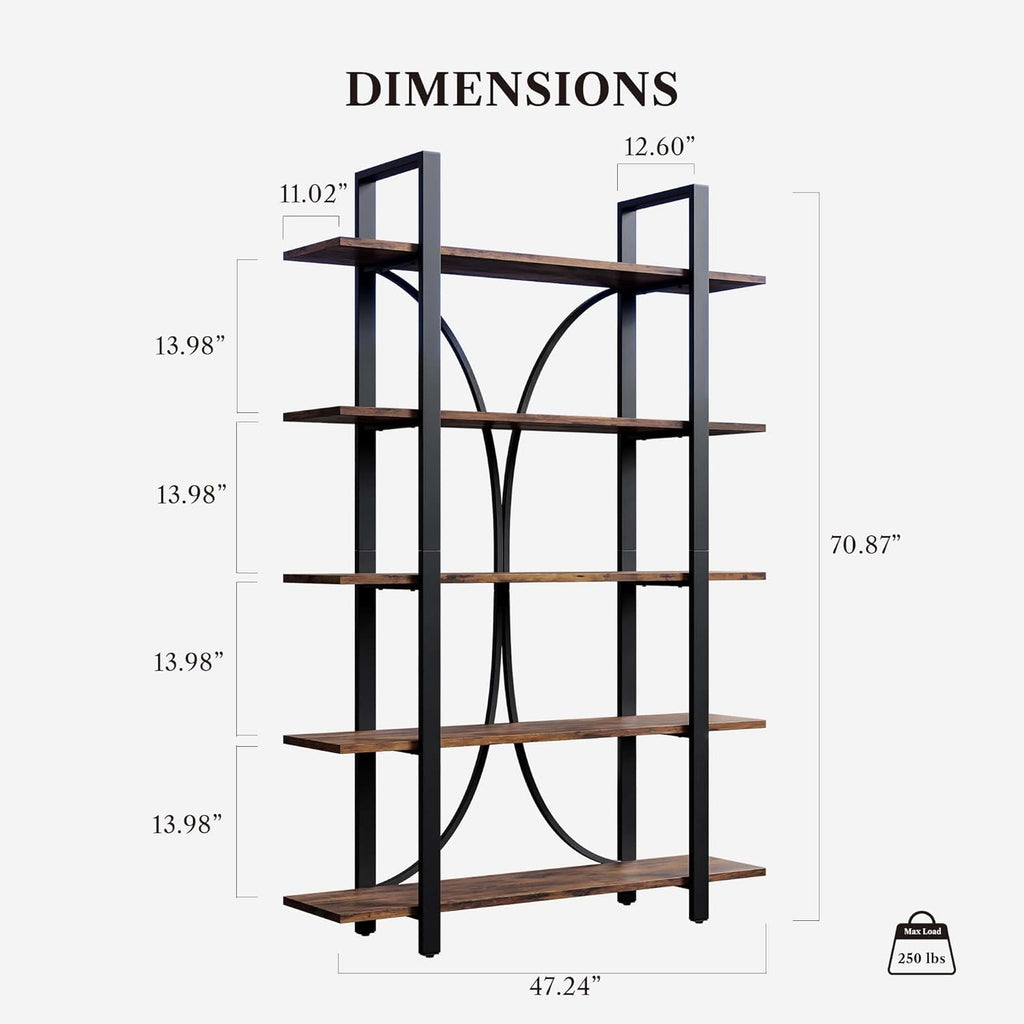 LIKEMET 70“ Open Bookshelf with Half Back