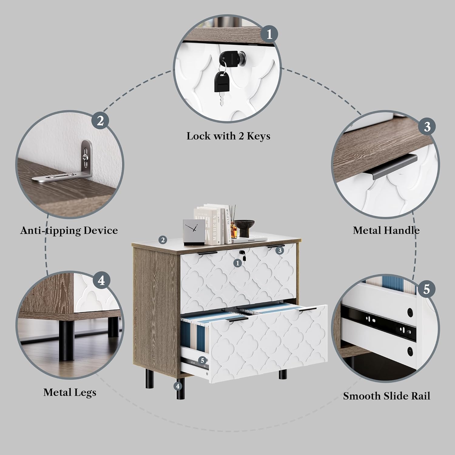 LIKEMET 2 Drawer File Cabinet with Lock