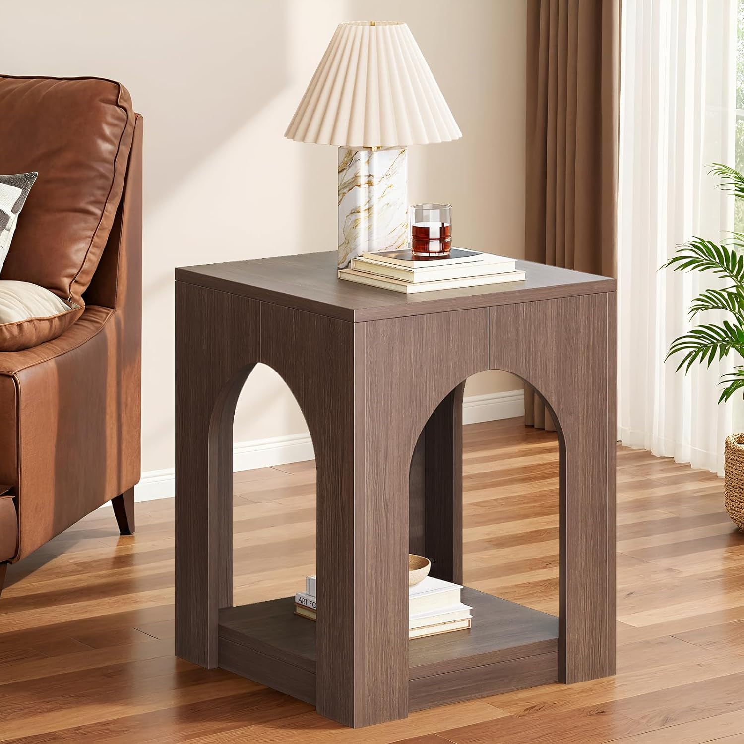 LIKEMET 19.6" Arched Wood End Table