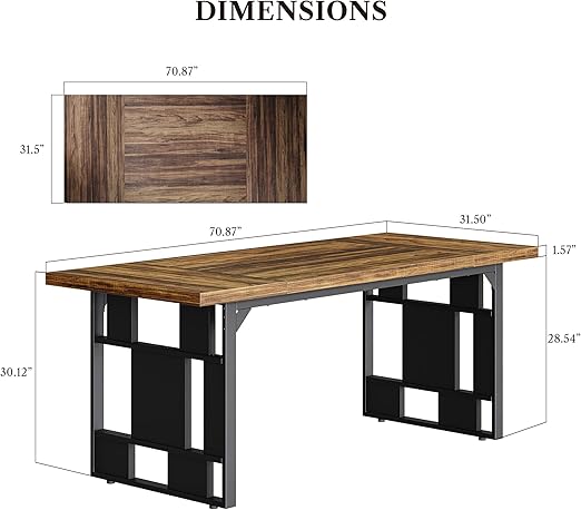 LIKEMET 71" Retro Simple Square Dining Table