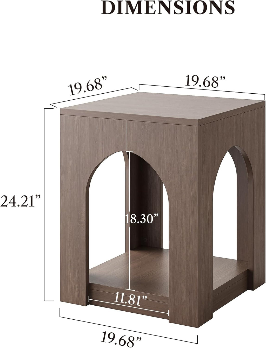 LIKEMET 19.6" Arched Wood End Table