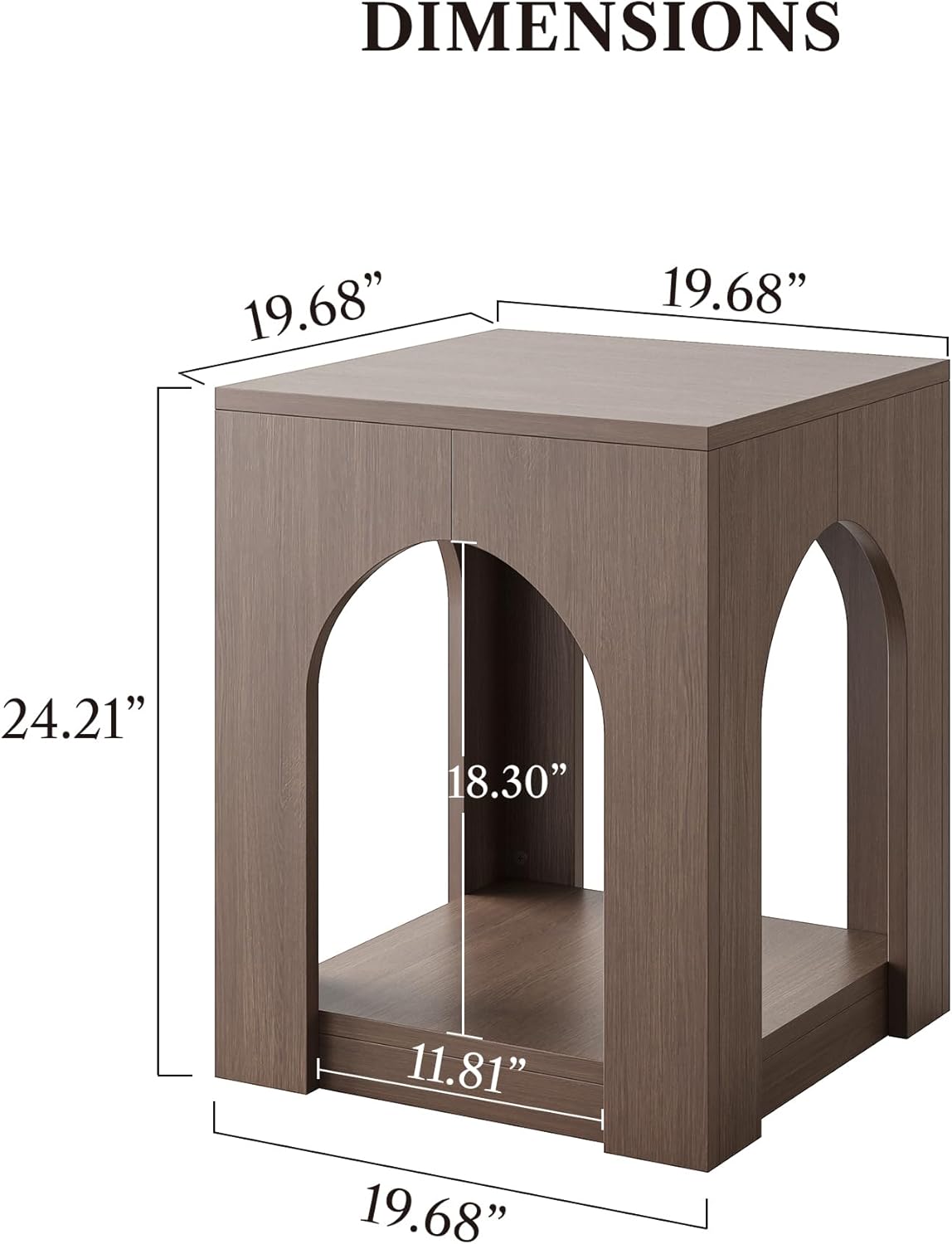 LIKEMET 19.6" Arched Wood End Table