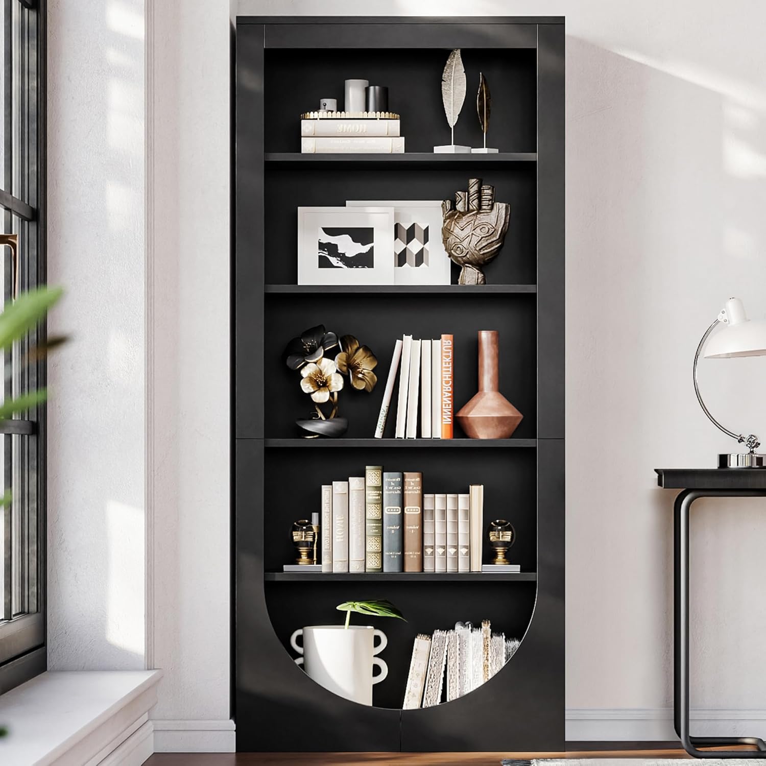 LIKEMET Rotatable Arched Bookcase（71”）