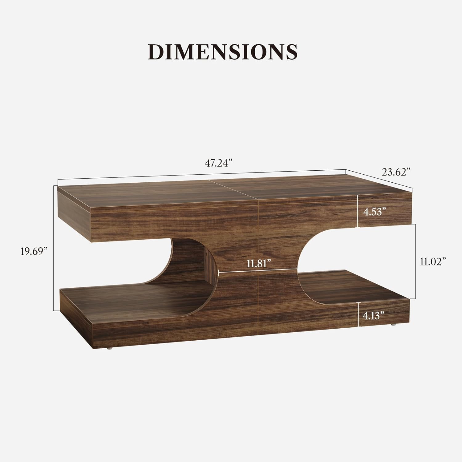 LIKEMET 47.2" Combination Arched Coffee Table