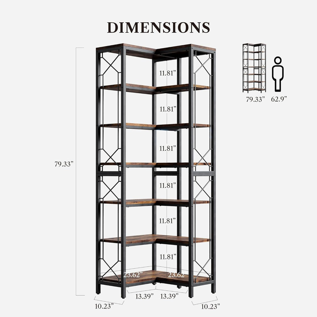 LIKEMET 79" Corner Bookcase