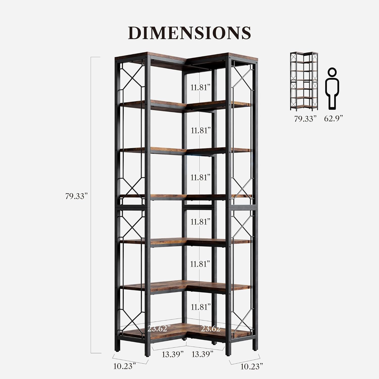 LIKEMET 79" Corner Bookcase