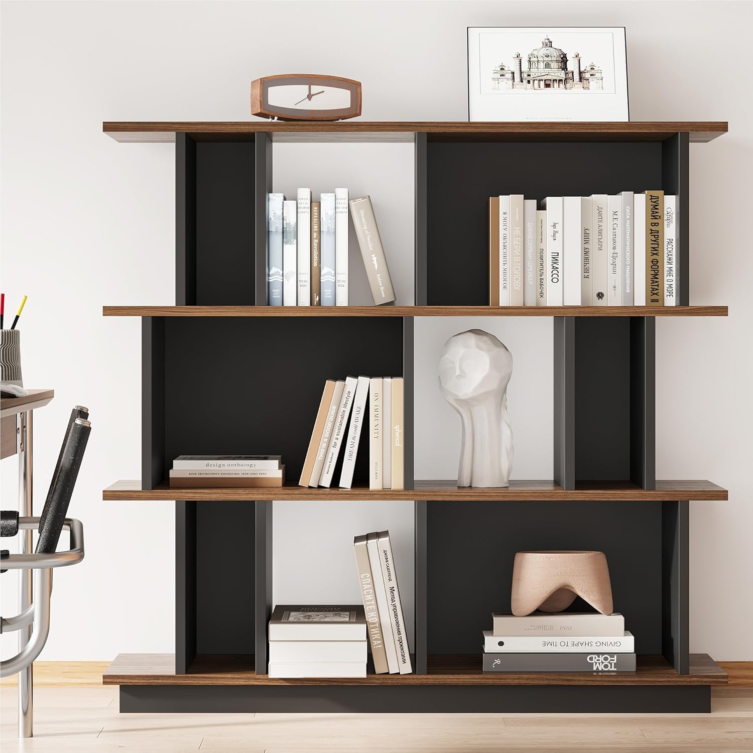 LIKEMET 47" Geometric Bookshelf
