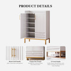 LIKEMET 5-Tier Shoe Cabinet with Carved Lines Doors