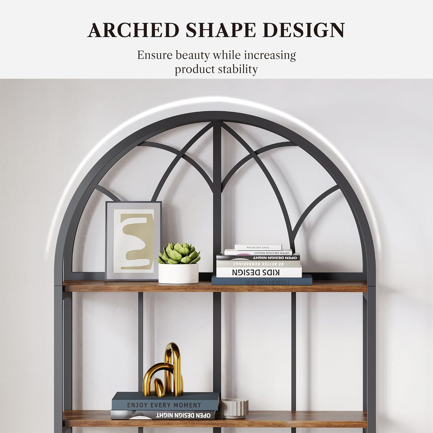 LIKEMET 70.8" High Arched Bookcase