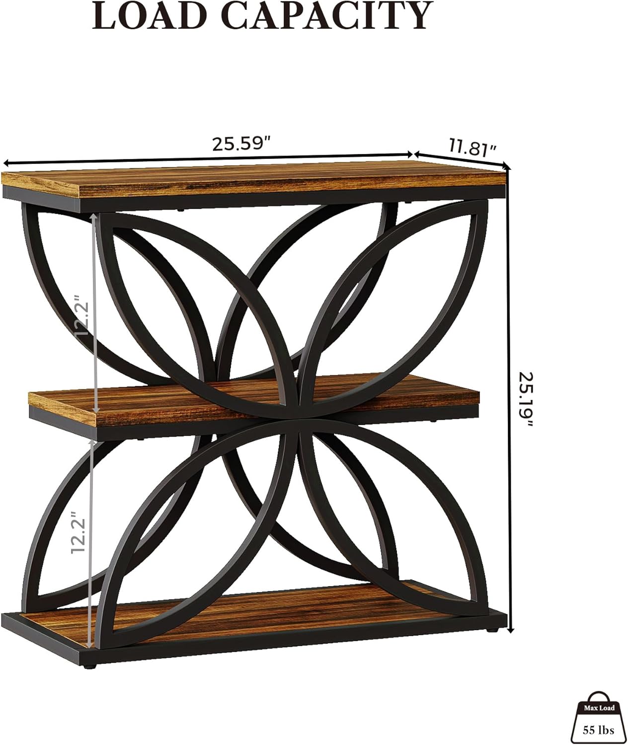 LIKEMET Butterfly Metal Frame Wooden End Table