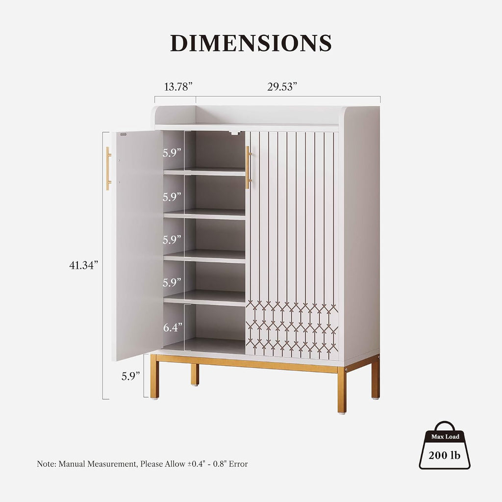 LIKEMET 5-Tier Shoe Cabinet with Carved Lines Doors