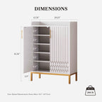 LIKEMET 5-Tier Shoe Cabinet with Carved Lines Doors
