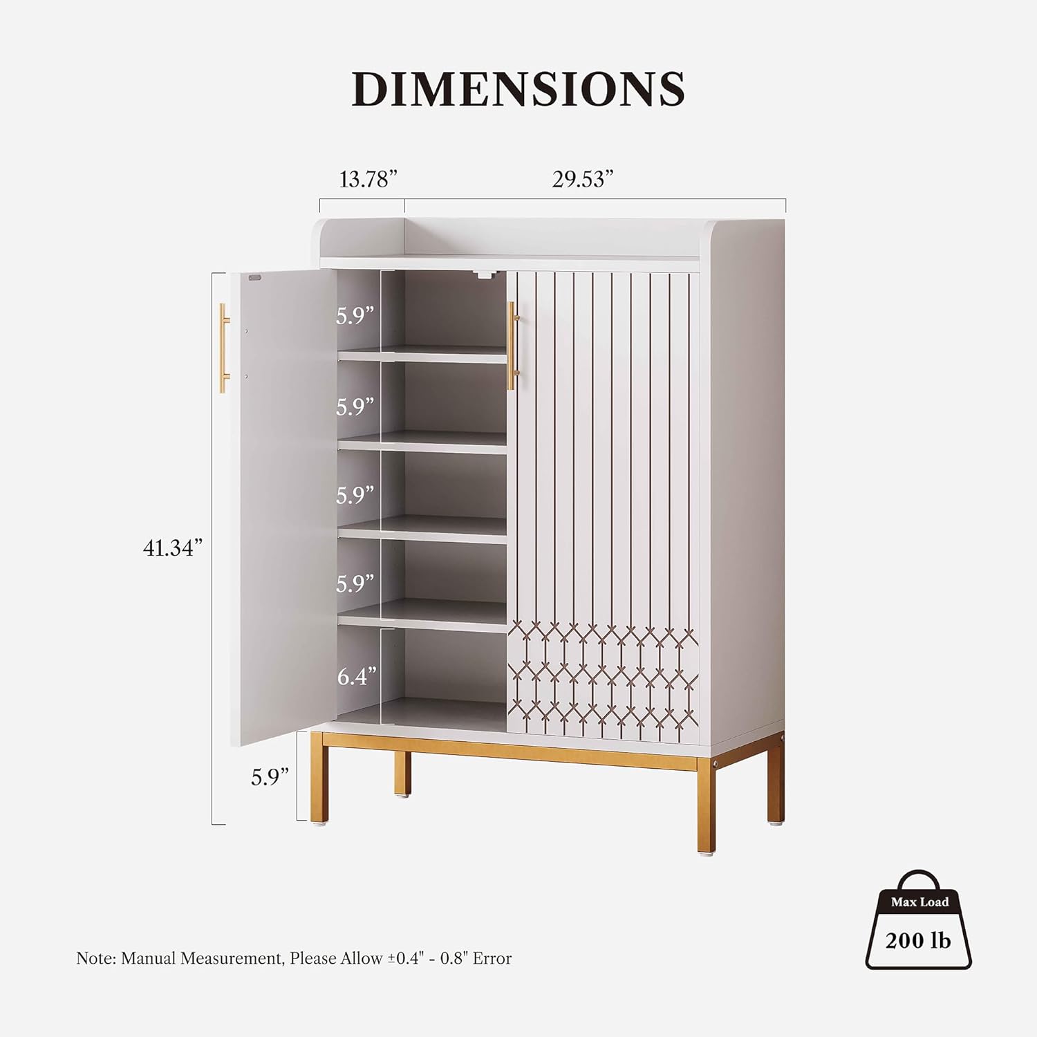 LIKEMET 5-Tier Shoe Cabinet with Carved Lines Doors