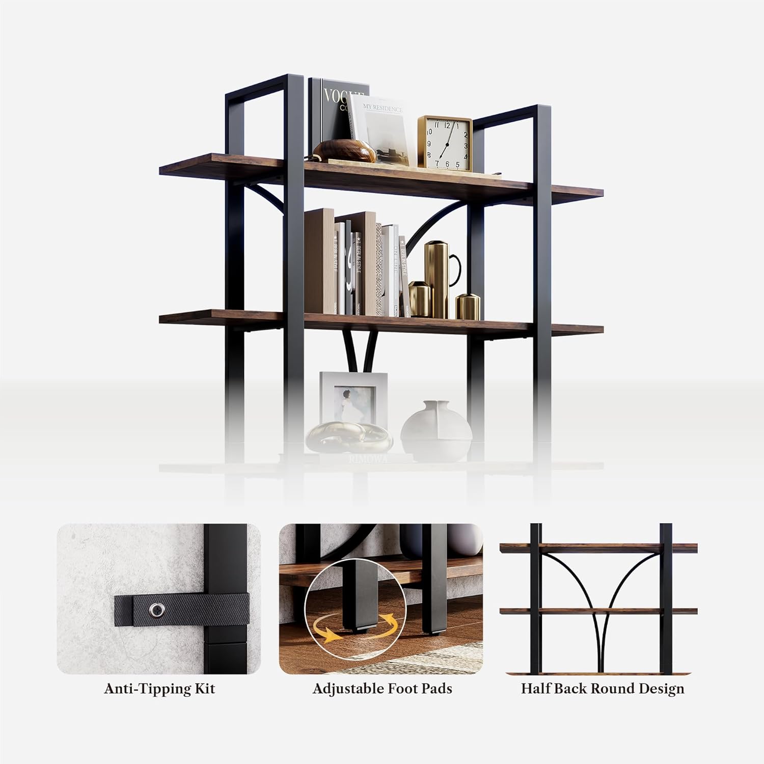 LIKEMET 70“ Open Bookshelf with Half Back