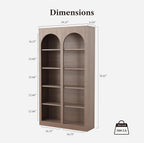 LIKEMET 70.8" Wooden High Arched Bookcase
