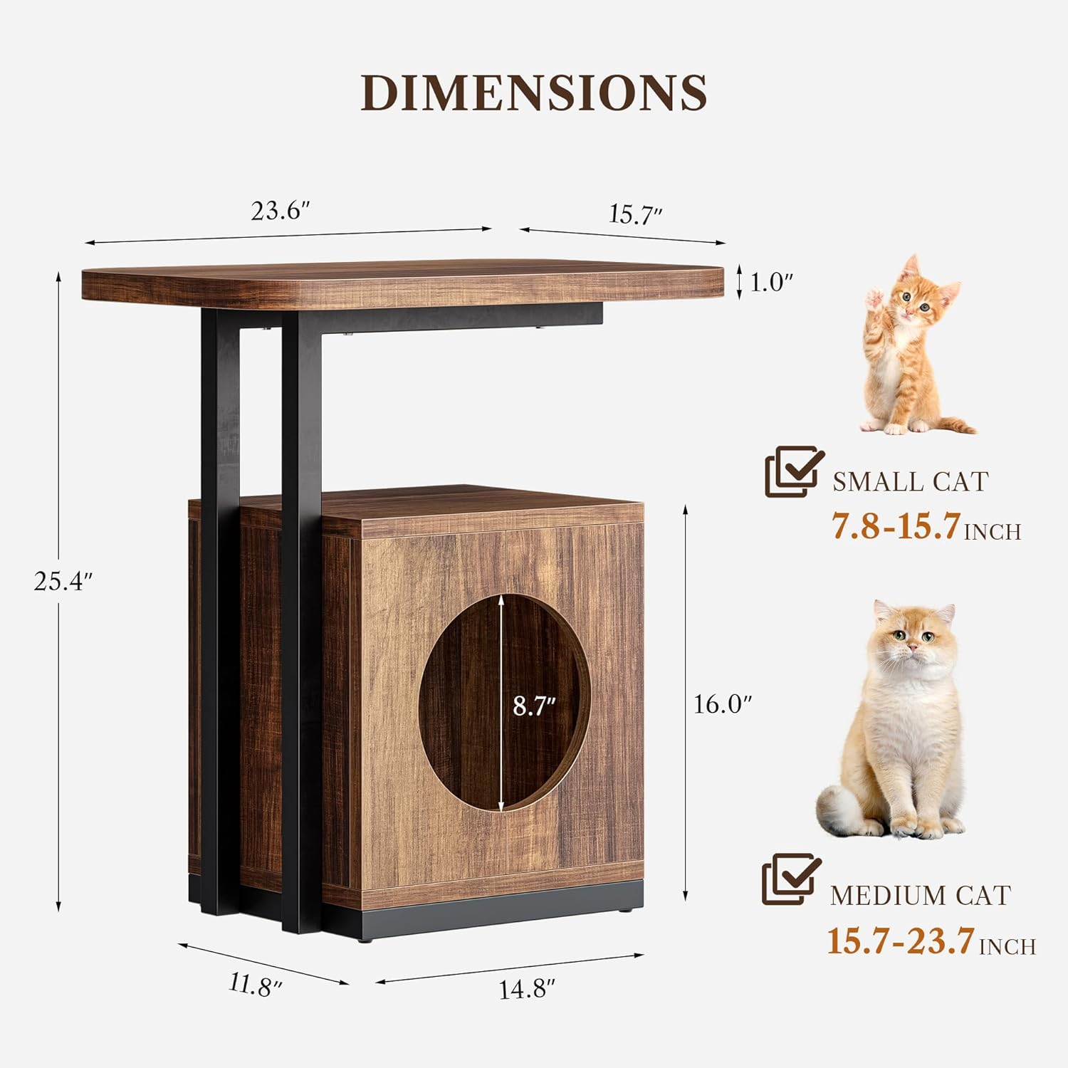 LIKEMET End Table with Cat House（25“）