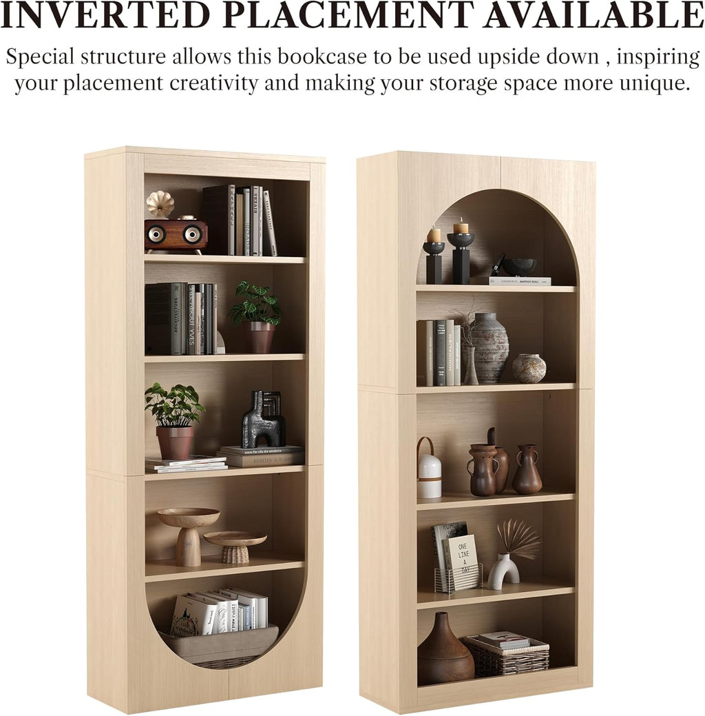 LIKEMET Rotatable Arched Bookcase（71”）