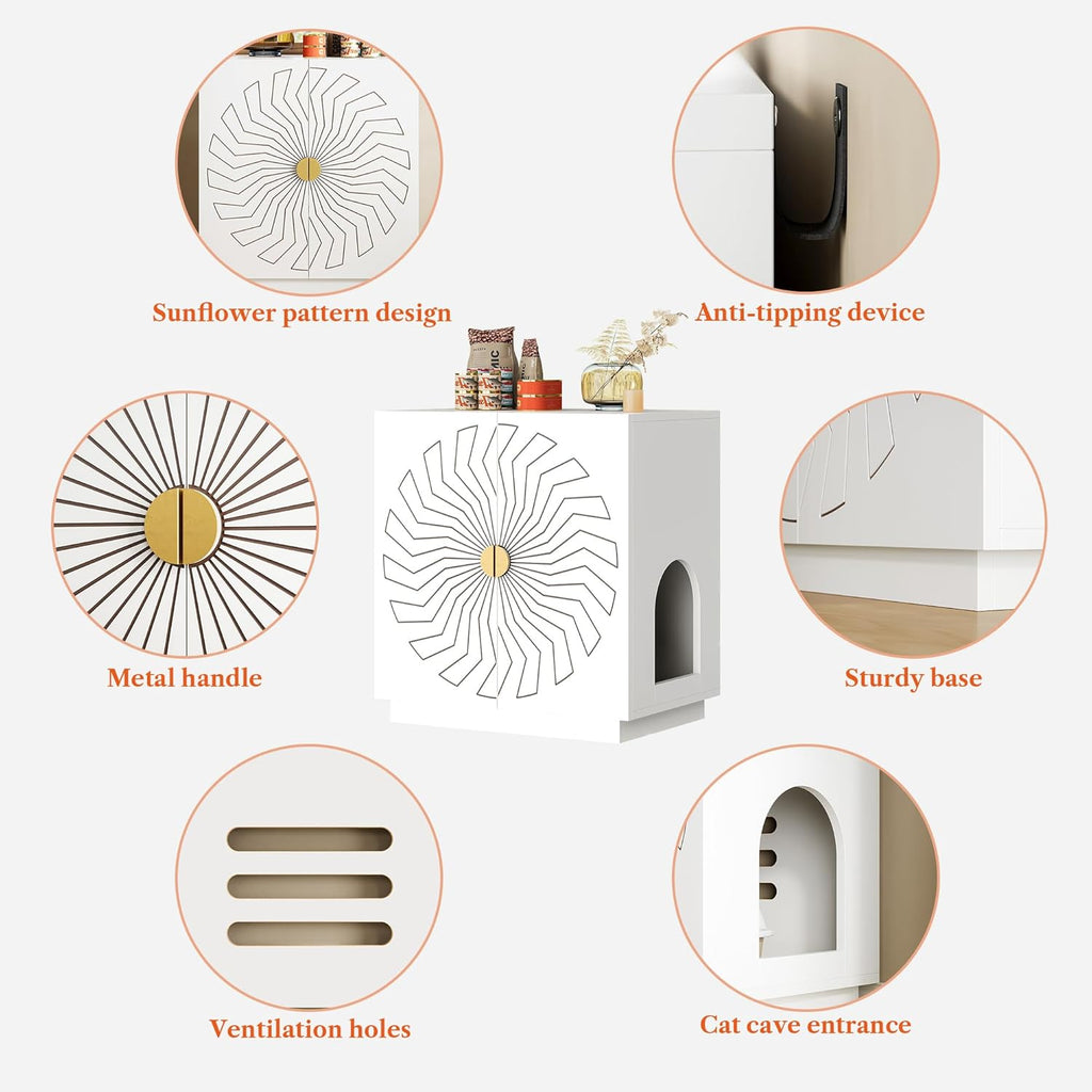 LIKEMET Sunflower Storage Hidden Cat Litter Box