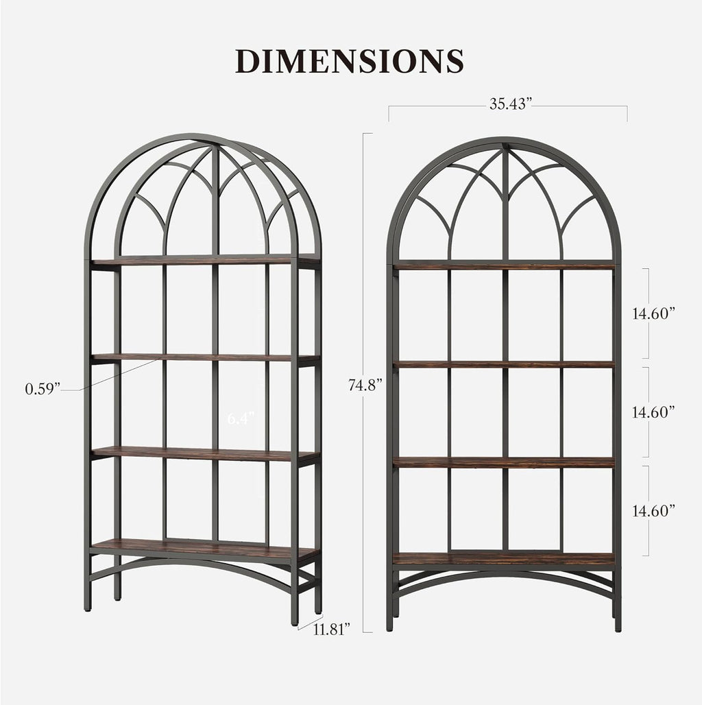 LIKEMET 70.8" High Arched Bookcase