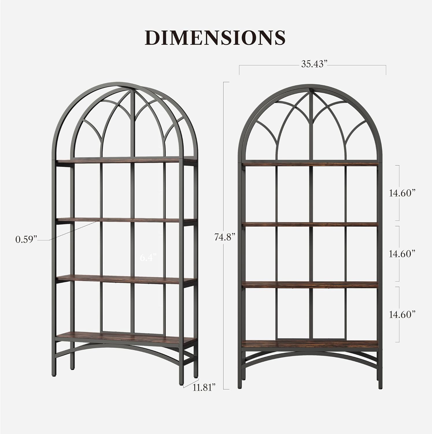LIKEMET 70.8" High Arched Bookcase