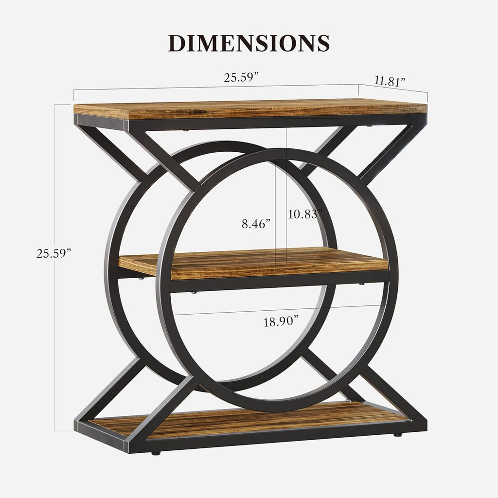 LIKEMET 3-Tier Metal Geometric End Table