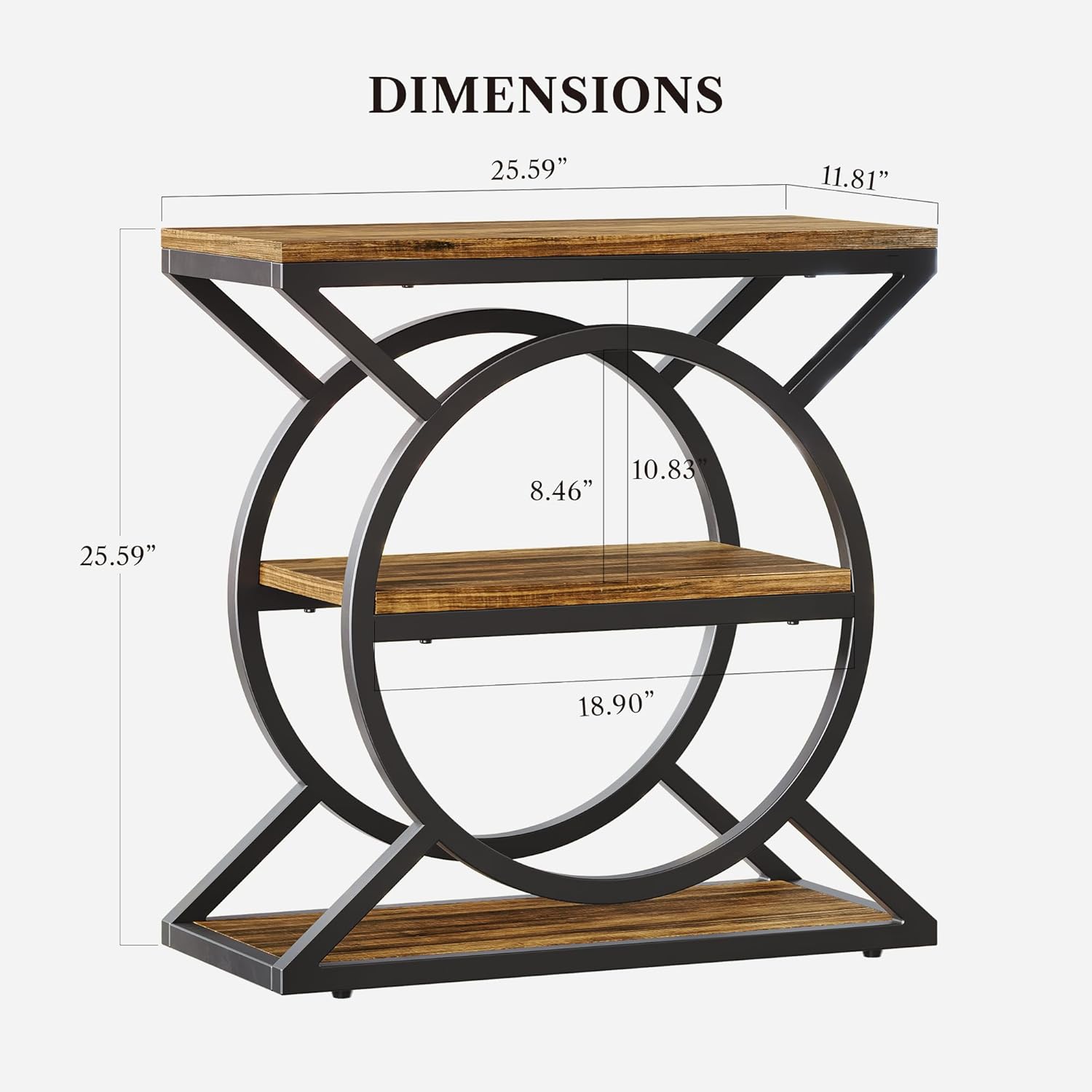 LIKEMET 3-Tier Metal Geometric End Table