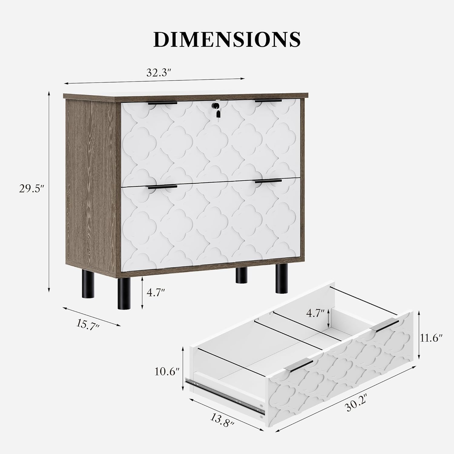 LIKEMET 2 Drawer File Cabinet with Lock