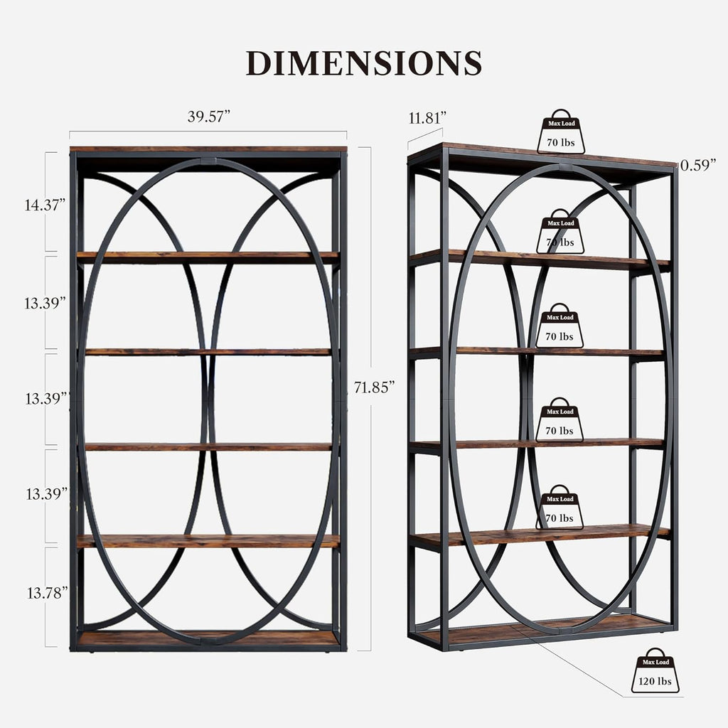 LIKEMET 39.3" Metal Industrial Bookcase
