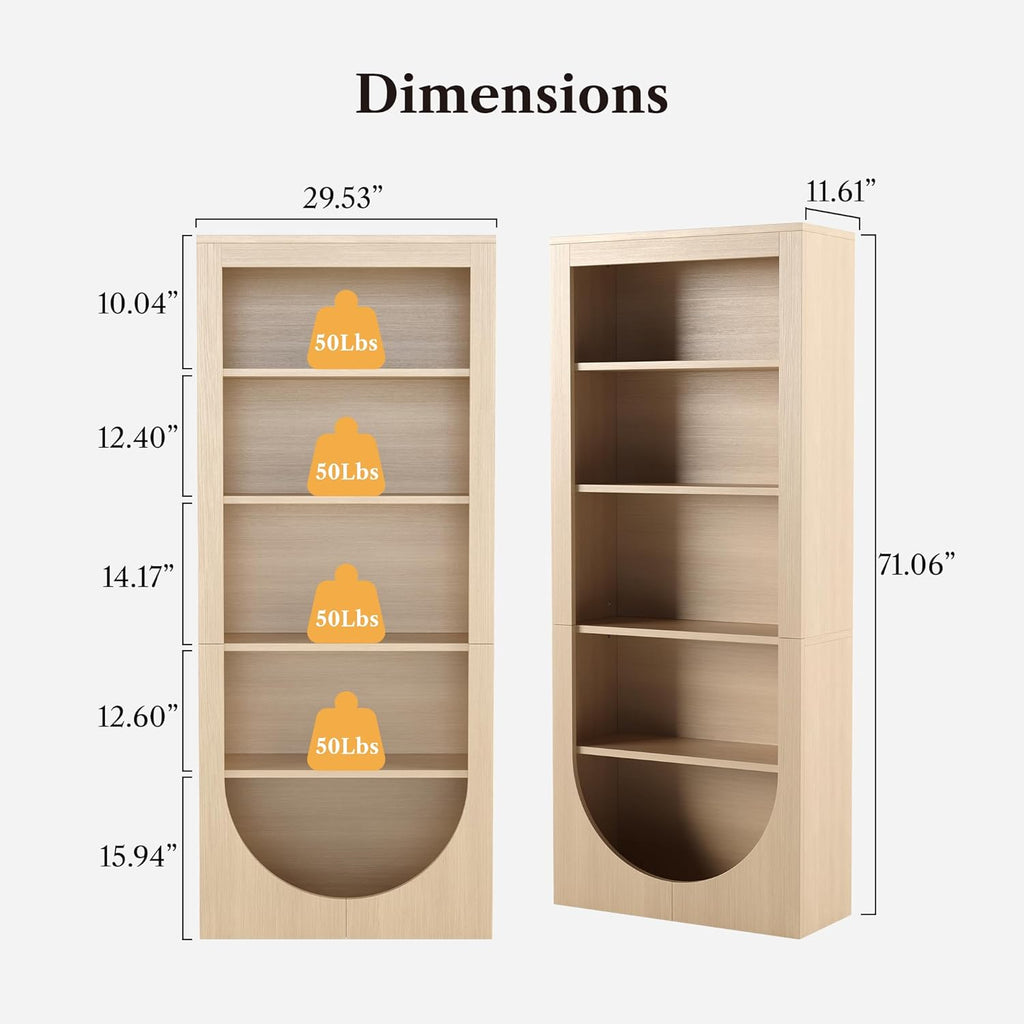 LIKEMET Rotatable Arched Bookcase（71”）