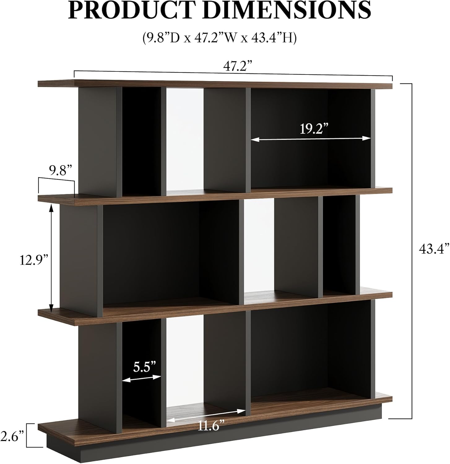 LIKEMET 47" Geometric Bookshelf