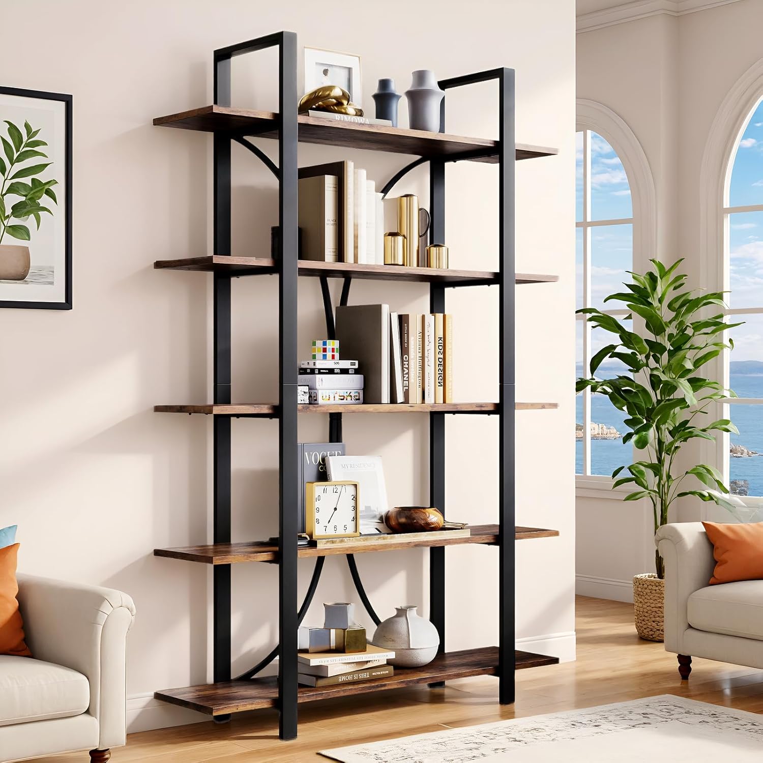 LIKEMET 70“ Open Bookshelf with Half Back