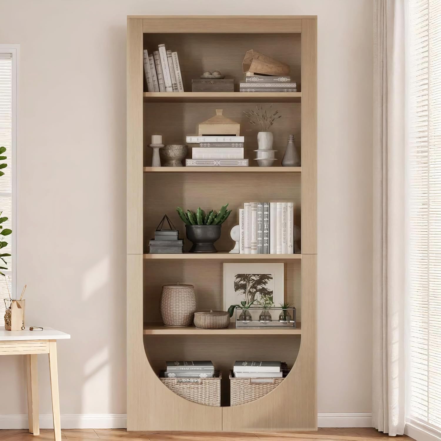LIKEMET Rotatable Arched Bookcase（71”）