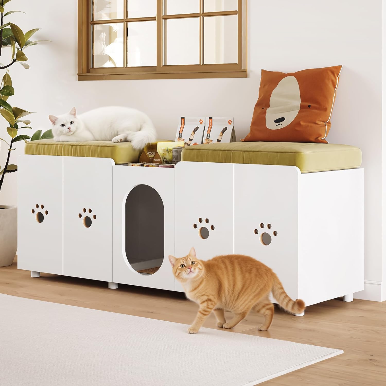 LIKEMET Hidden Double Cat Litter Box