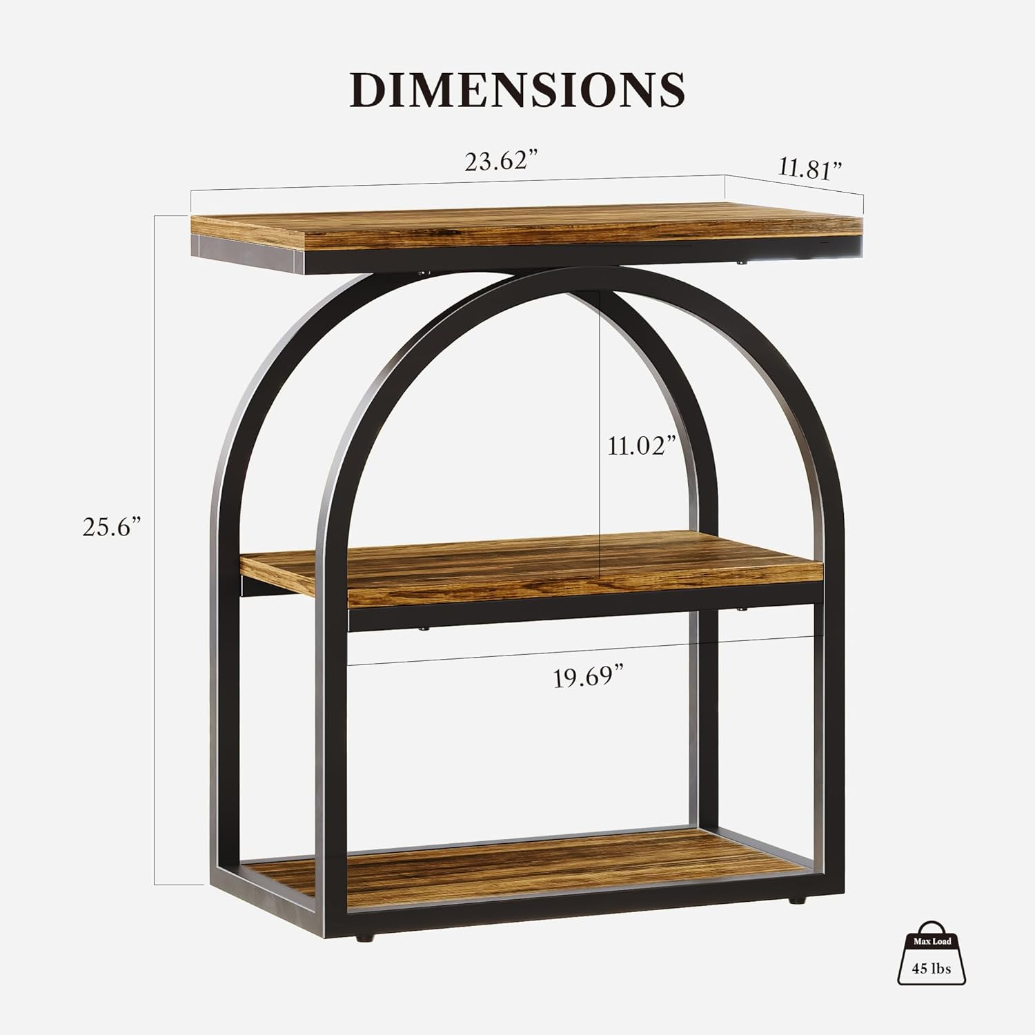LIKEMET 25" Arched Metal Frame End Table