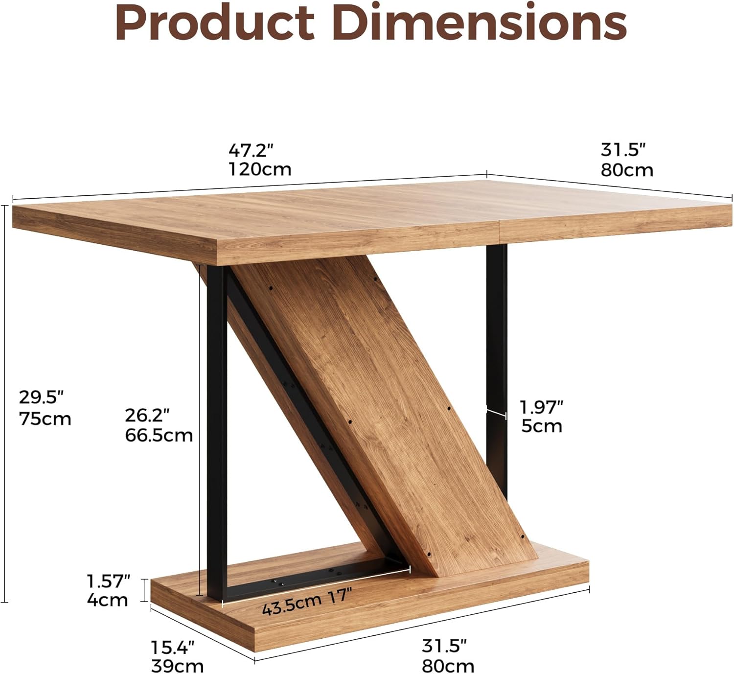 LIKEMET 47" Modern Wooden Small Rectangle Dining Table