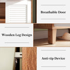 LIKEMET Wooden 4-Tier Shoe Cabinet with Louver Doors