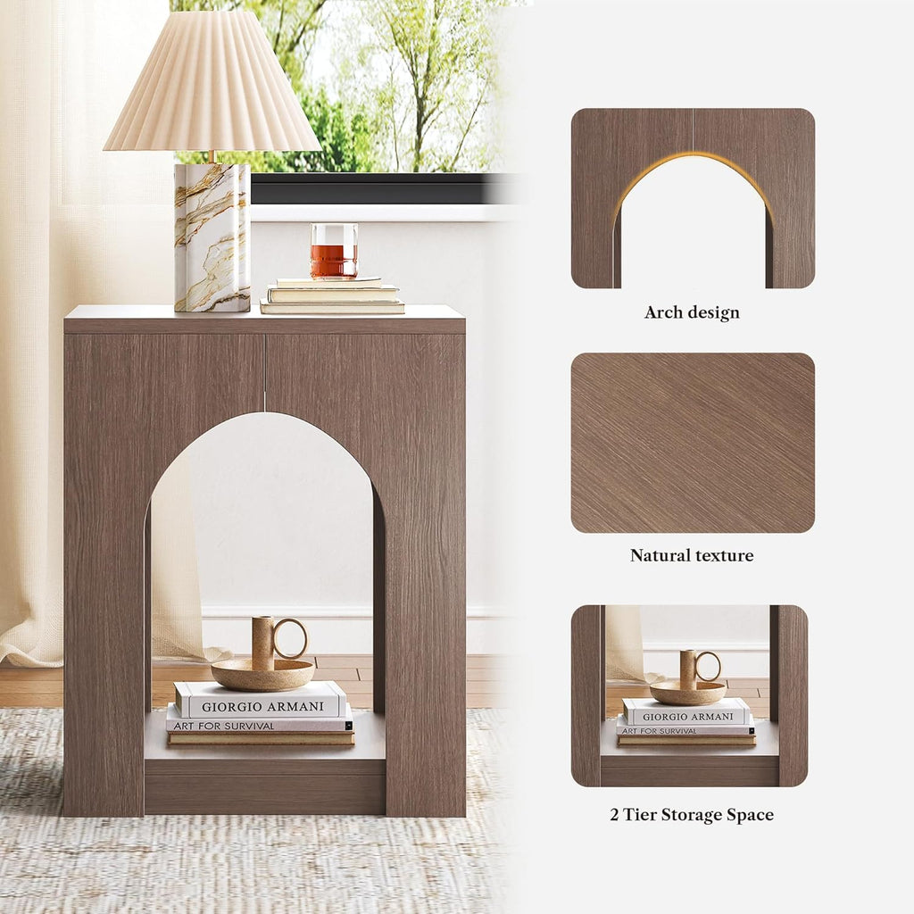 LIKEMET 70.8" Wooden High Arched Bookcase