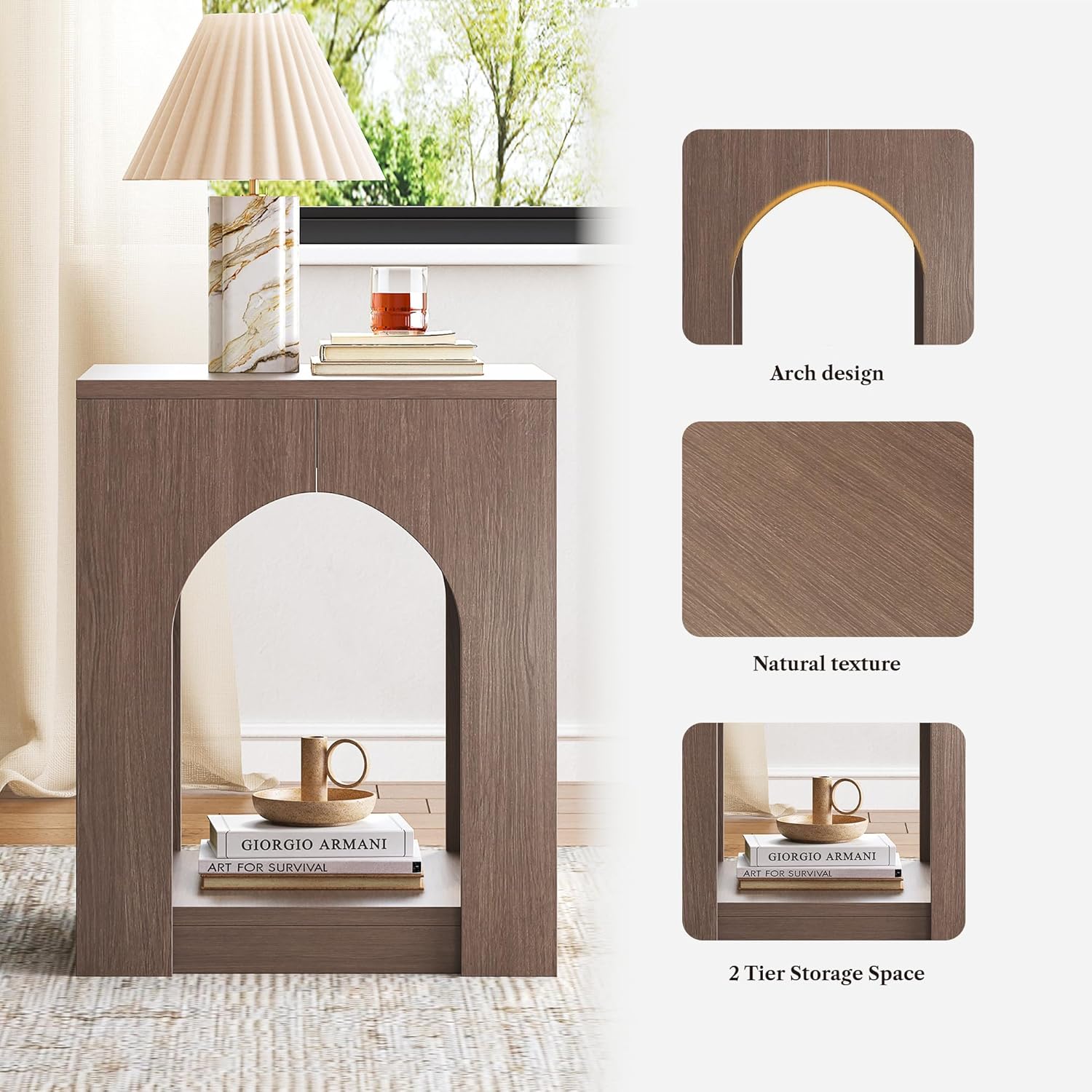 LIKEMET 70.8" Wooden High Arched Bookcase