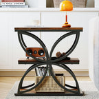 LIKEMET Butterfly Metal Frame Wooden End Table