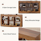 Raithouse 63 Inches Farmhouse Entryway Table, 3-Tier Console Table with 6 Storage, Brown(UPC: 722385213478)