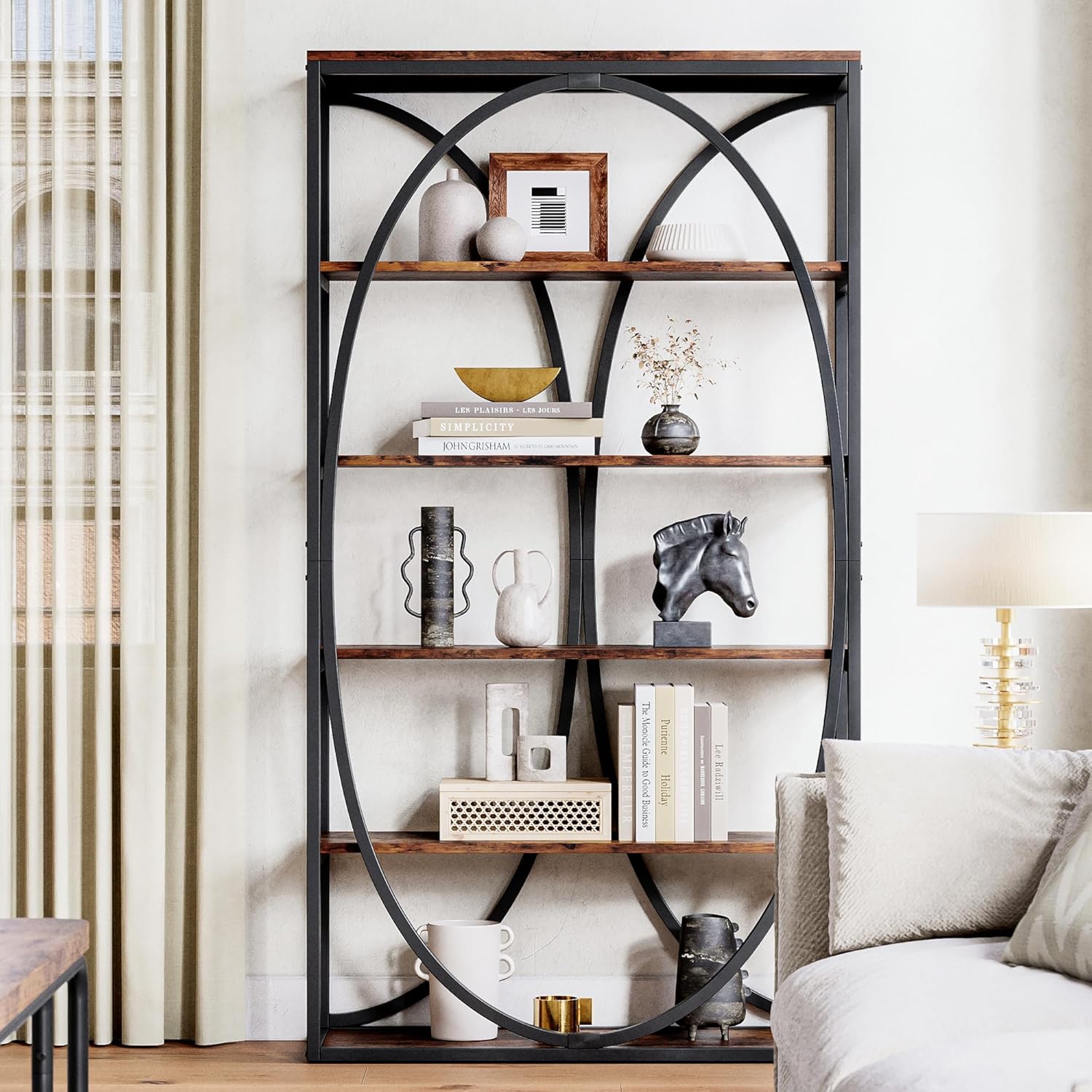 LIKEMET 39.3" Metal Industrial Bookcase