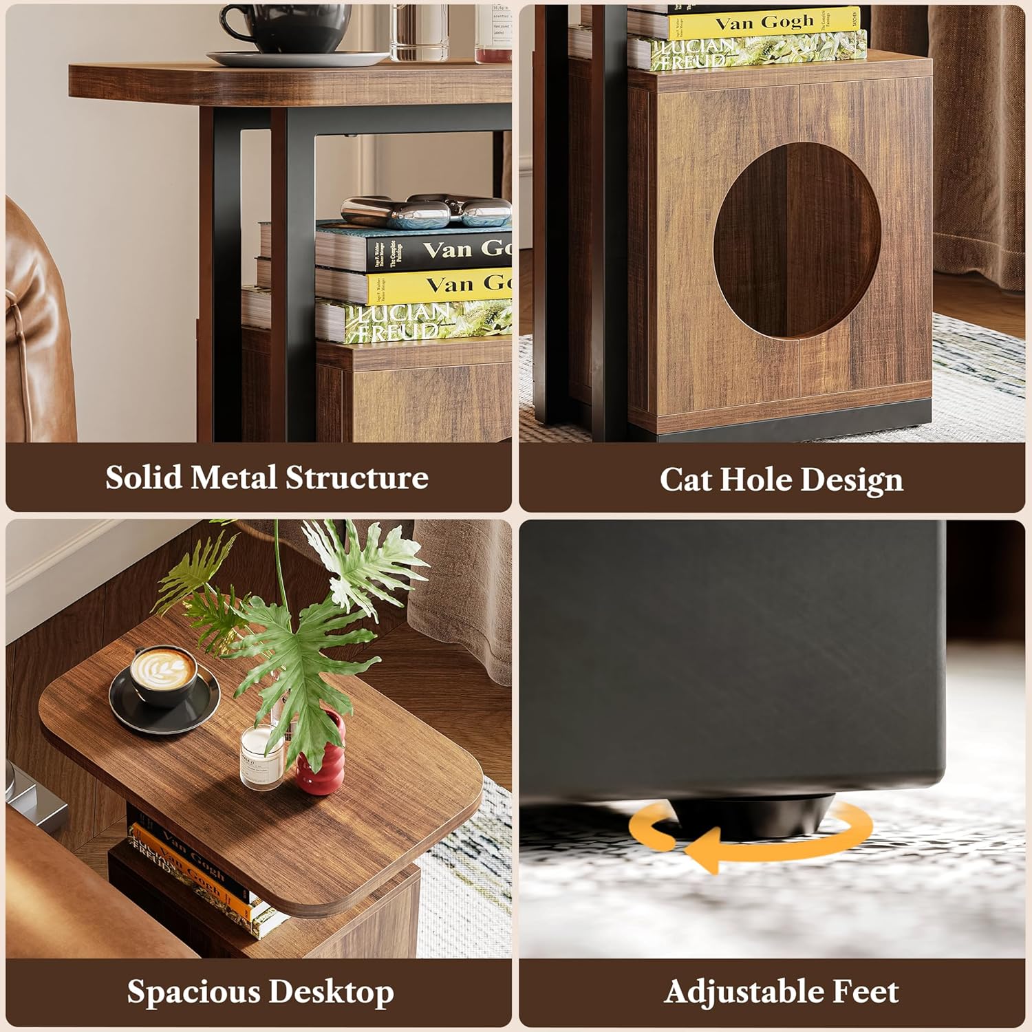 LIKEMET End Table with Cat House（25“）