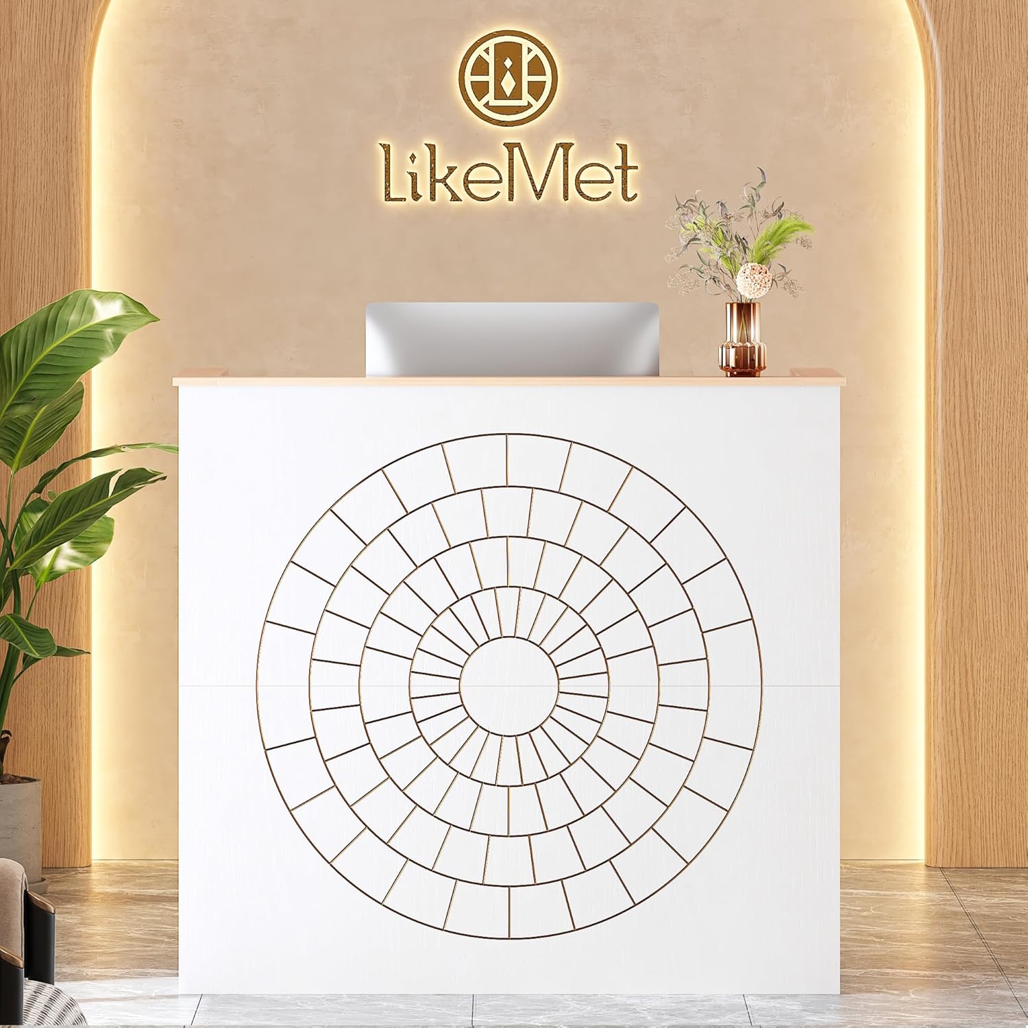 LIKEMET 47” Reception Desk with Counter
